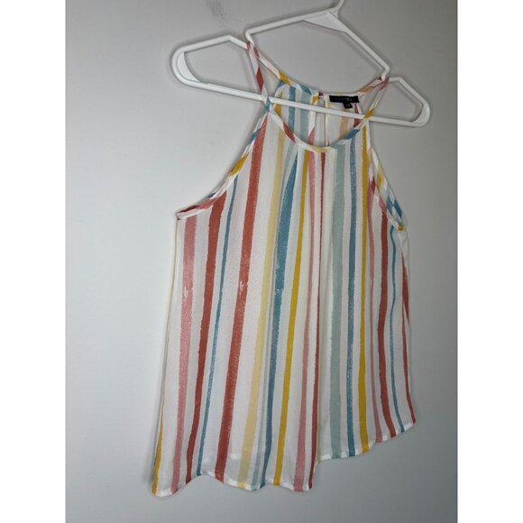 PAPERMOON Stitch Fix Halter Striped Womens XSP Tank Colorful Flowy Keyhole - Picture 4 of 7